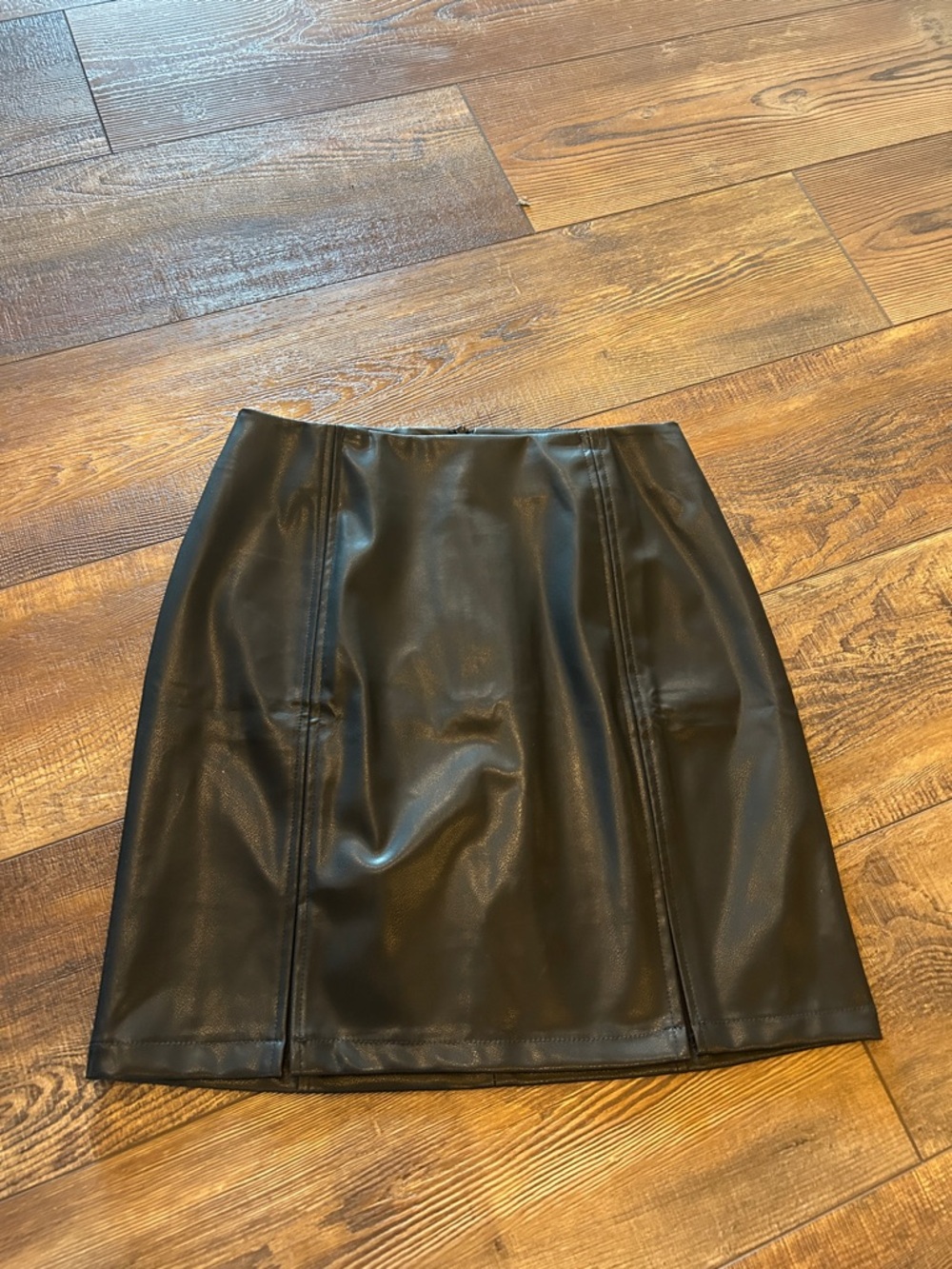 Faux Leather Mini Skirt in Black